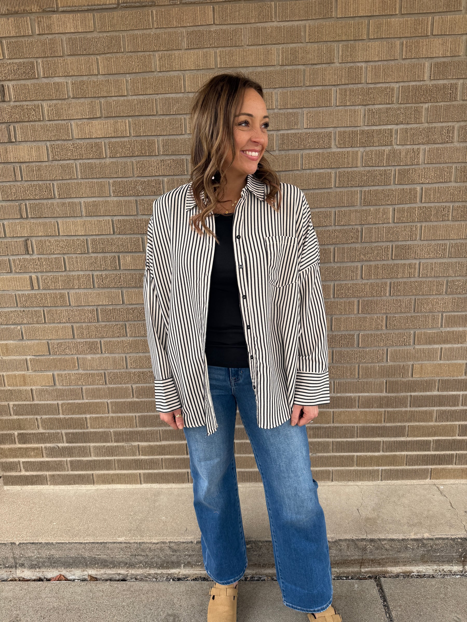 Oversized Stripe Button Up
