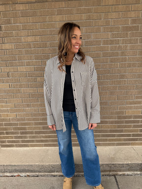 Oversized Stripe Button Up