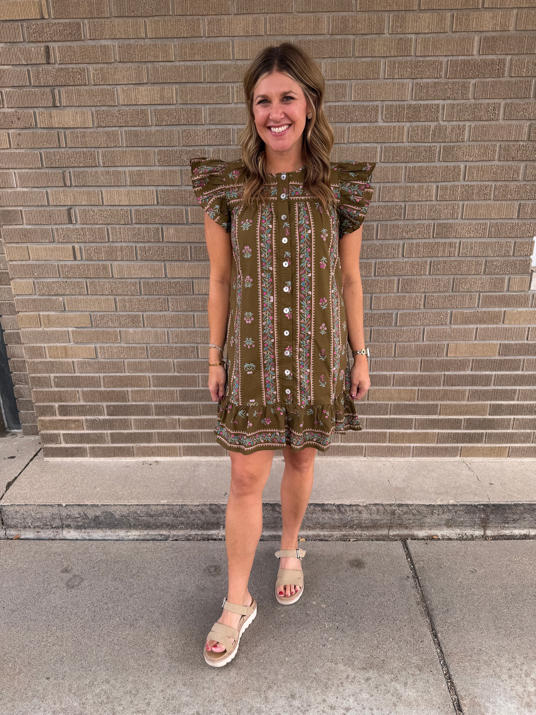 Olive Floral Mini Dress