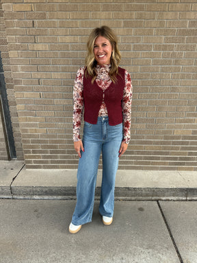 Essential Crochet Vest - Wine