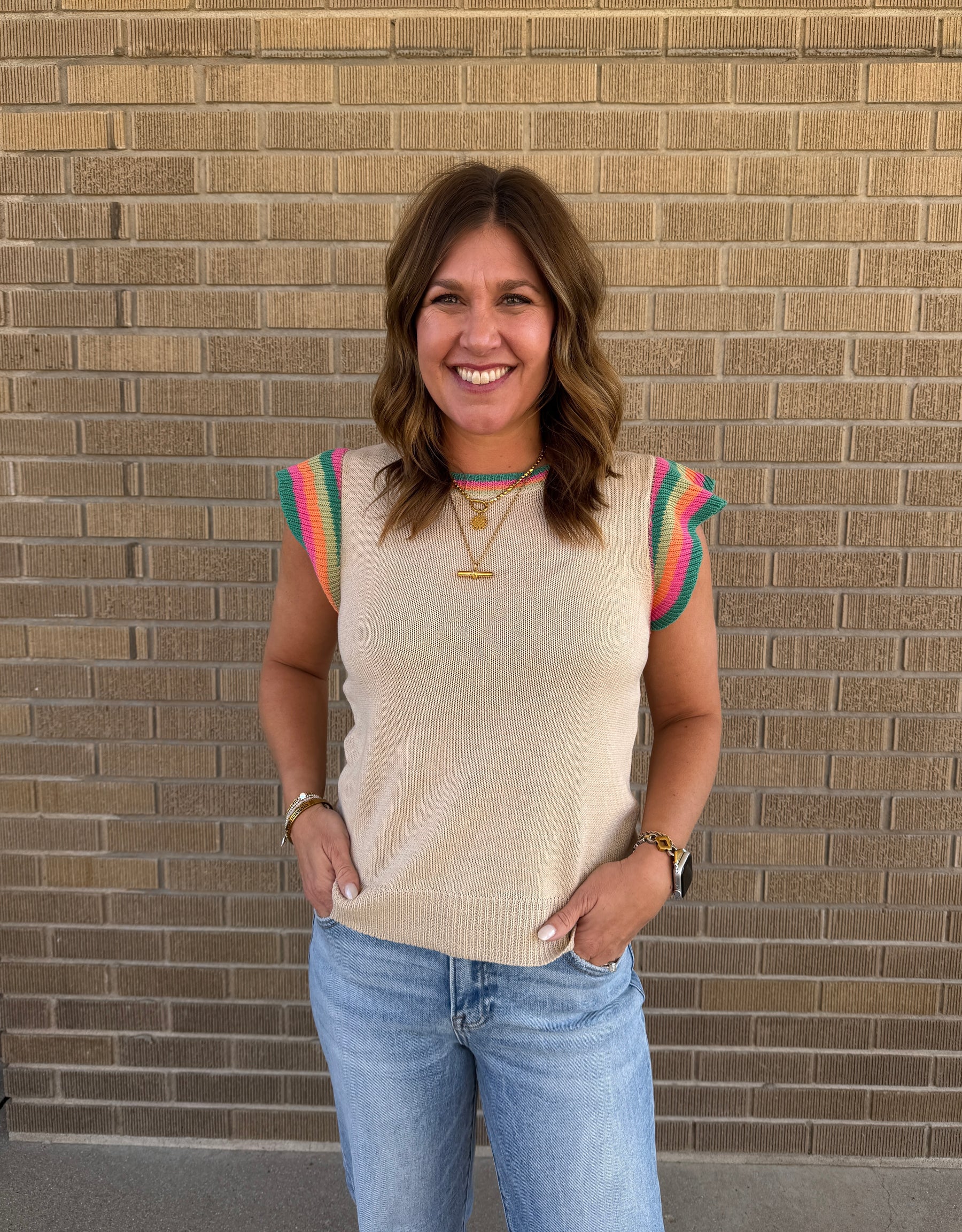 Colorful Accents Sweater Top