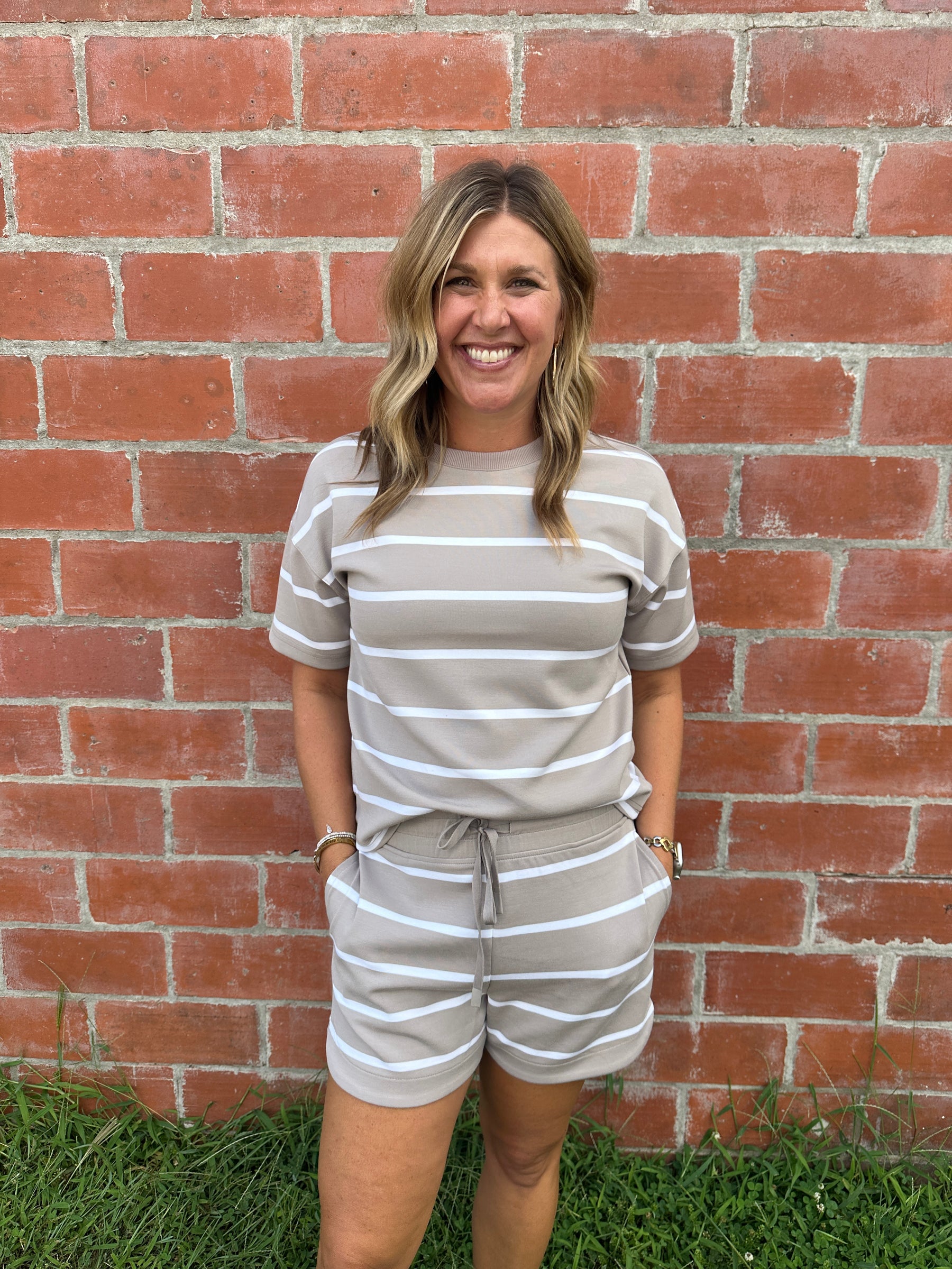 Rosie Shorts - Mushroom Stripe