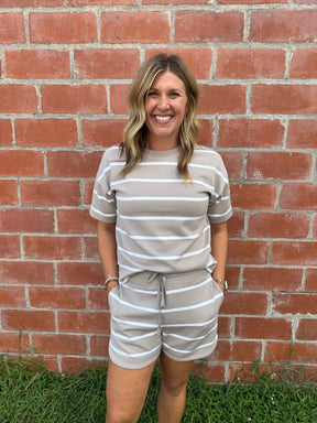 Rosie Shorts - Mushroom Stripe