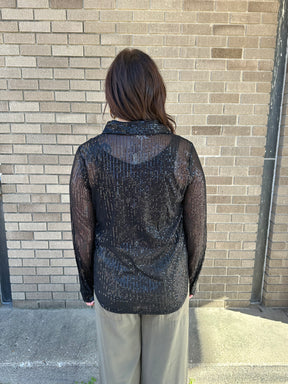 Sequin Button Down Blouse