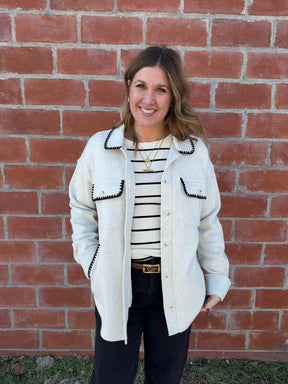 Stacy Top - Off White + Black