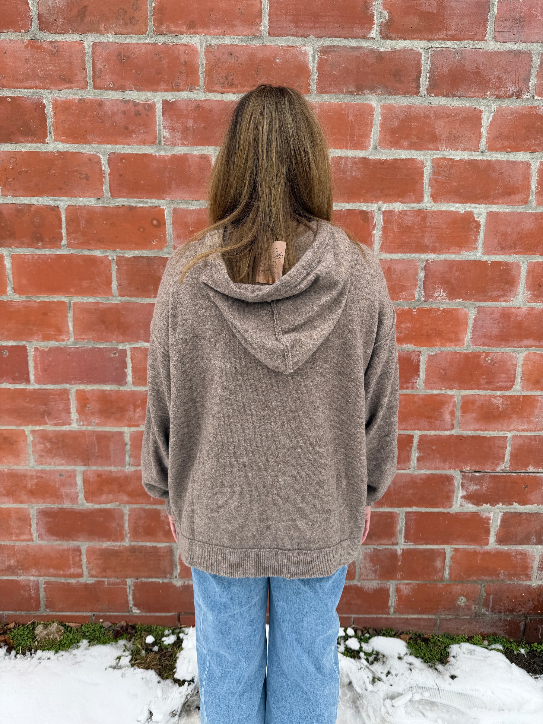 Oversized Mocha Knit Hoodie
