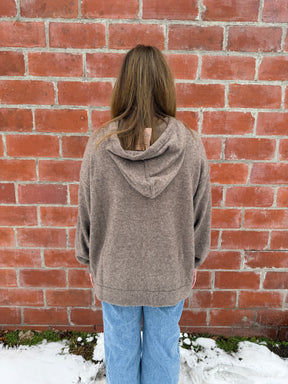 Oversized Mocha Knit Hoodie