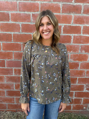 Olive Floral Blouse