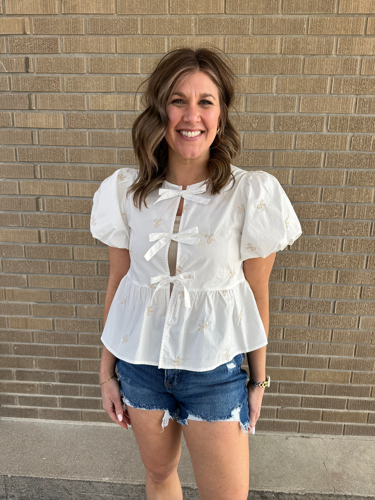 Front Tie Bow Blouse