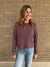 Dark Cherry Stripe Top
