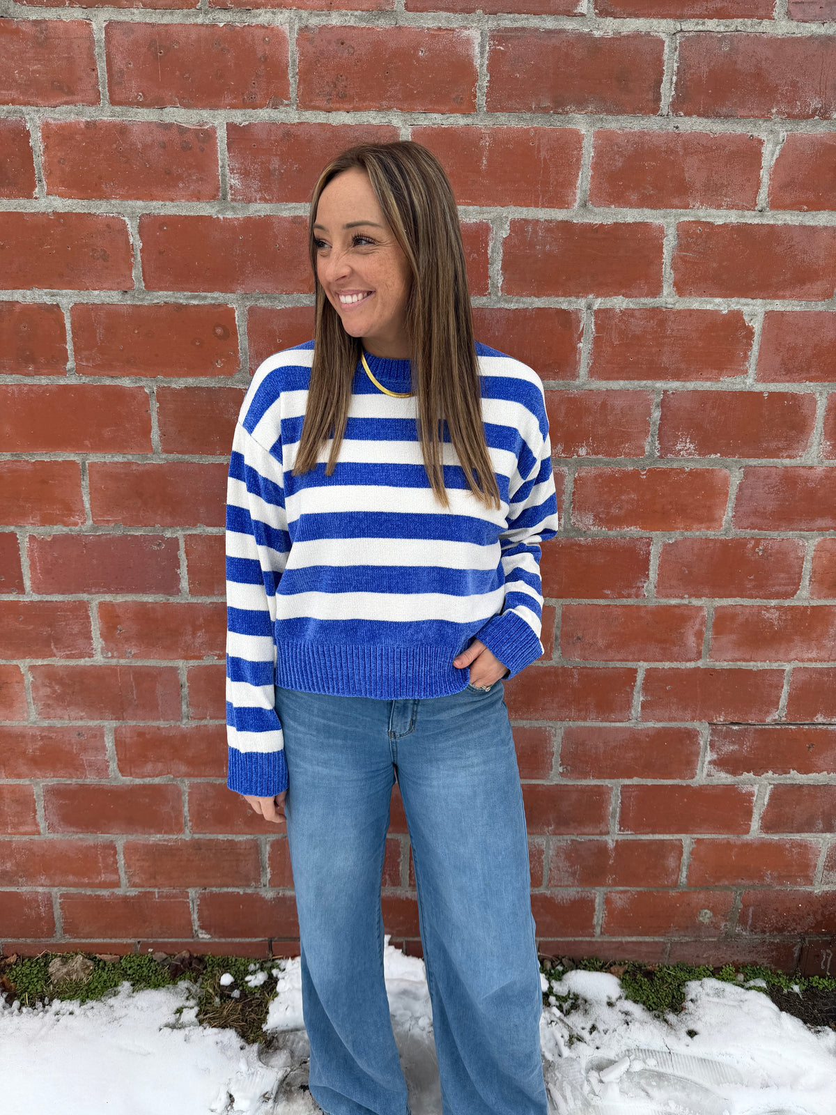 Silky Soft Stripe Sweater - Blue