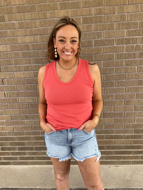 Essential V Neck Baby Ribbed Tank