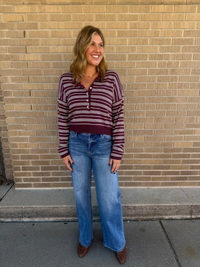Merlot Stripe Henley