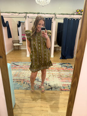 Olive Floral Mini Dress