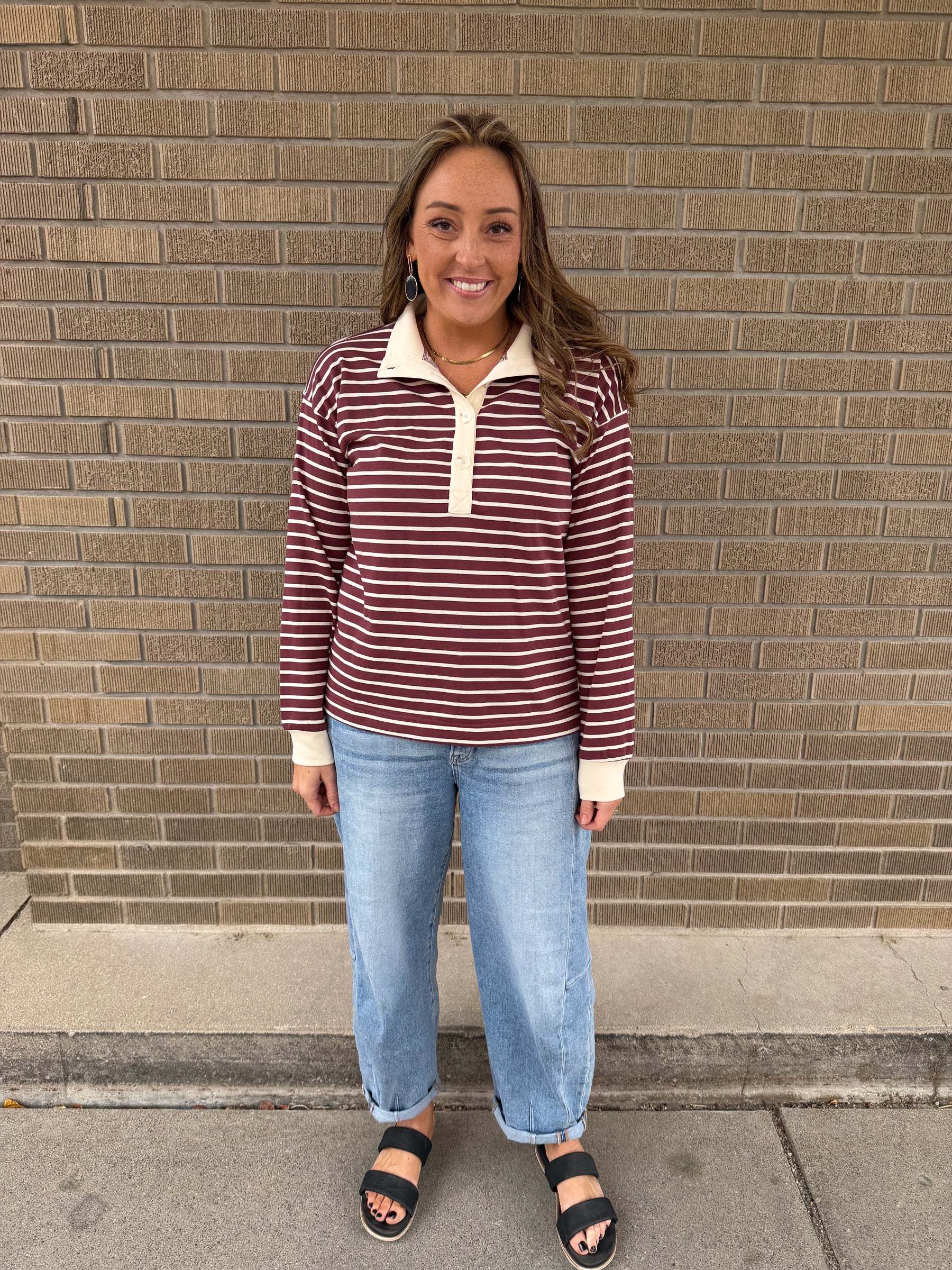 Maroon Stripe Top