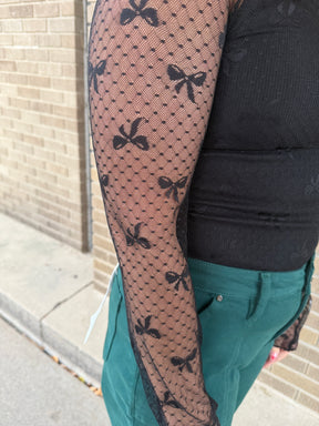 Black Bows Lace Layering Top