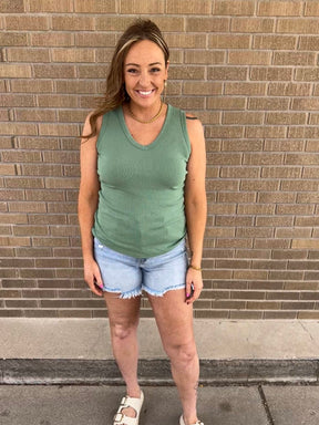 Essential V Neck Baby Ribbed Tank