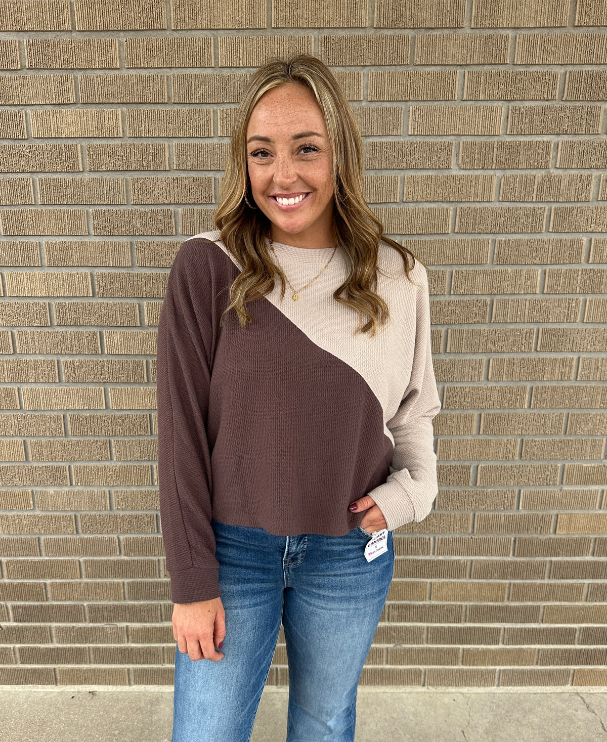 Cloudy Knit Color Block - Mocha