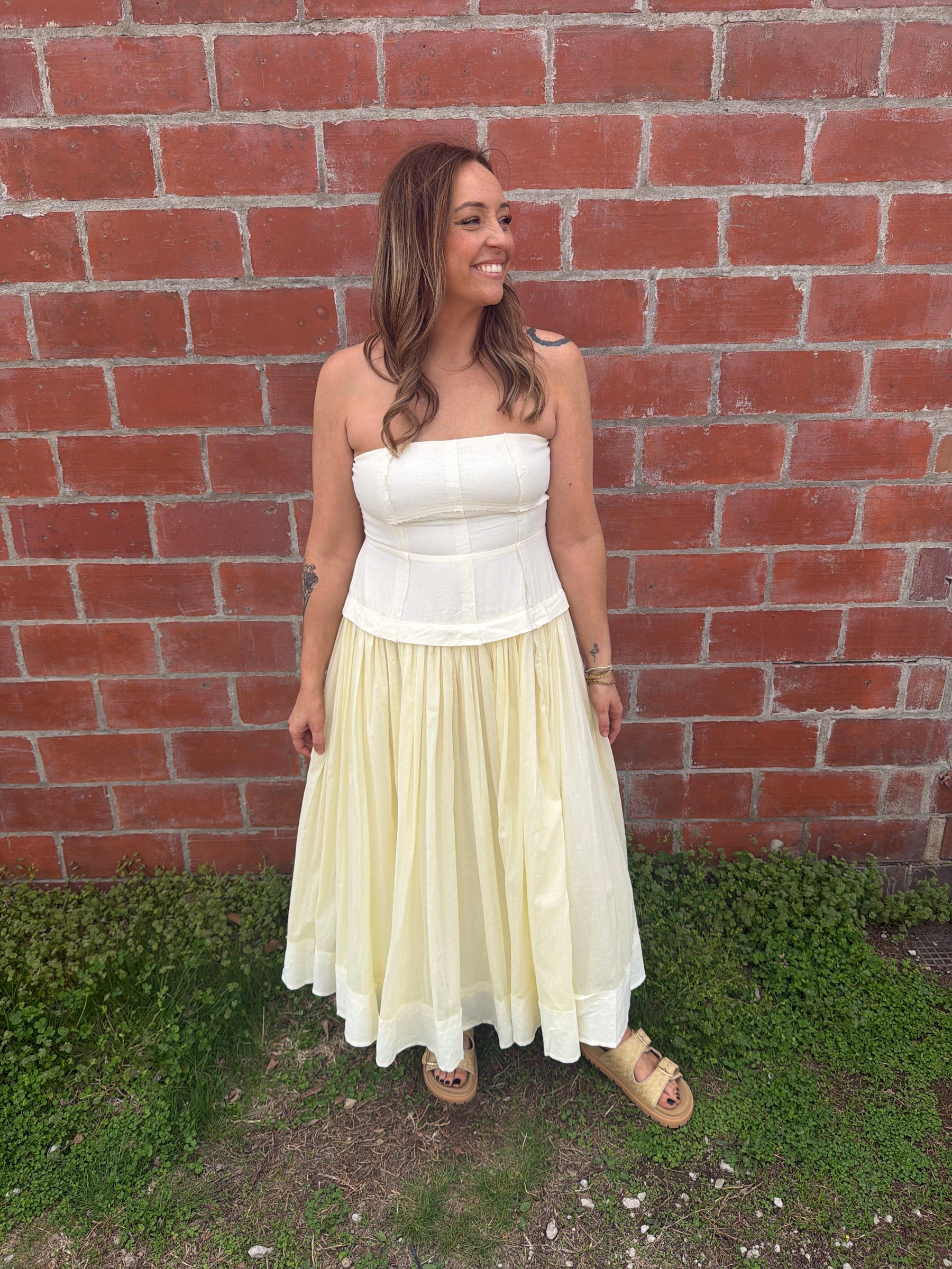 Pale Yellow Midi Dress