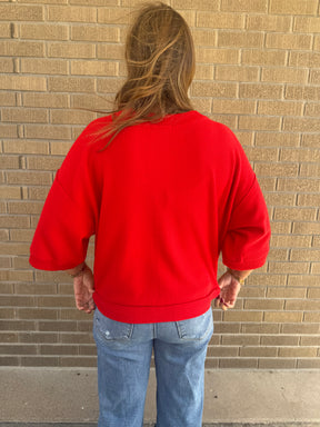 Short Sleeve Cardigan - Red