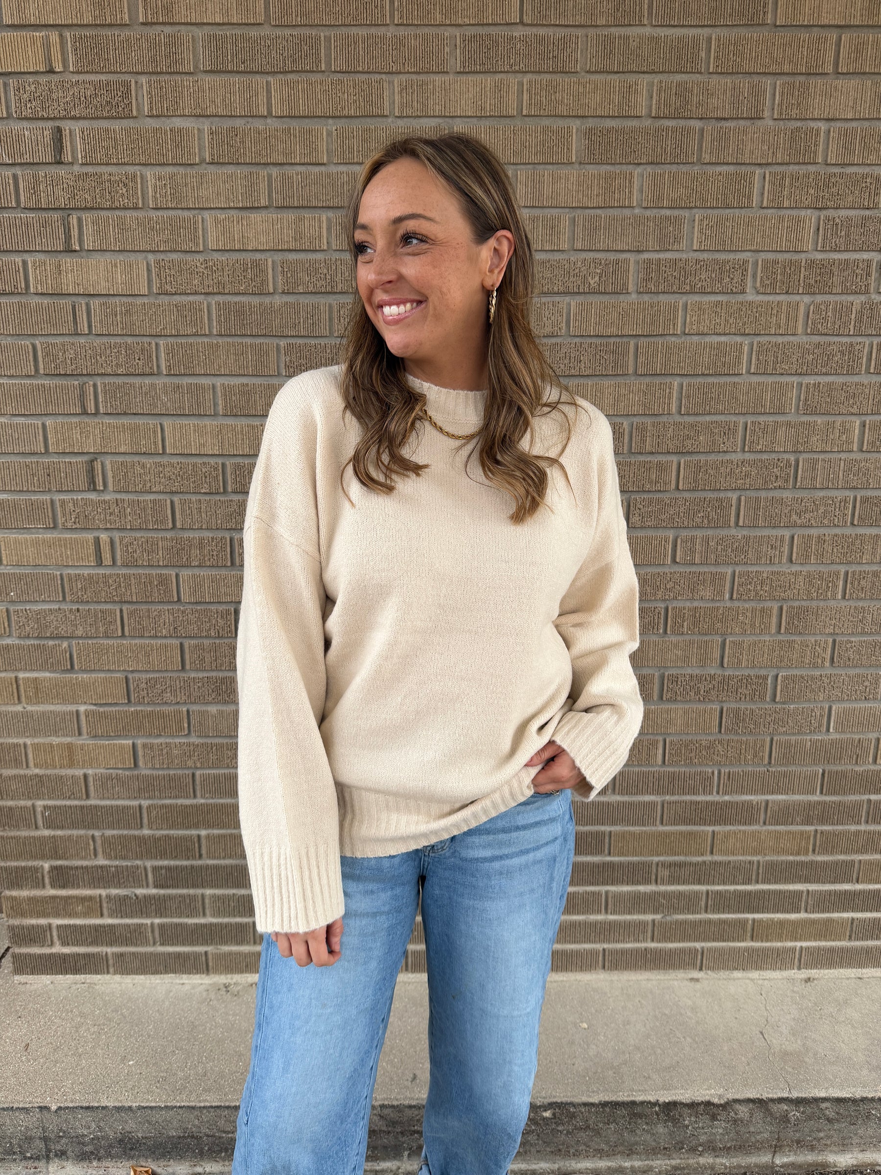 Oversized Crew Sweater - Cream