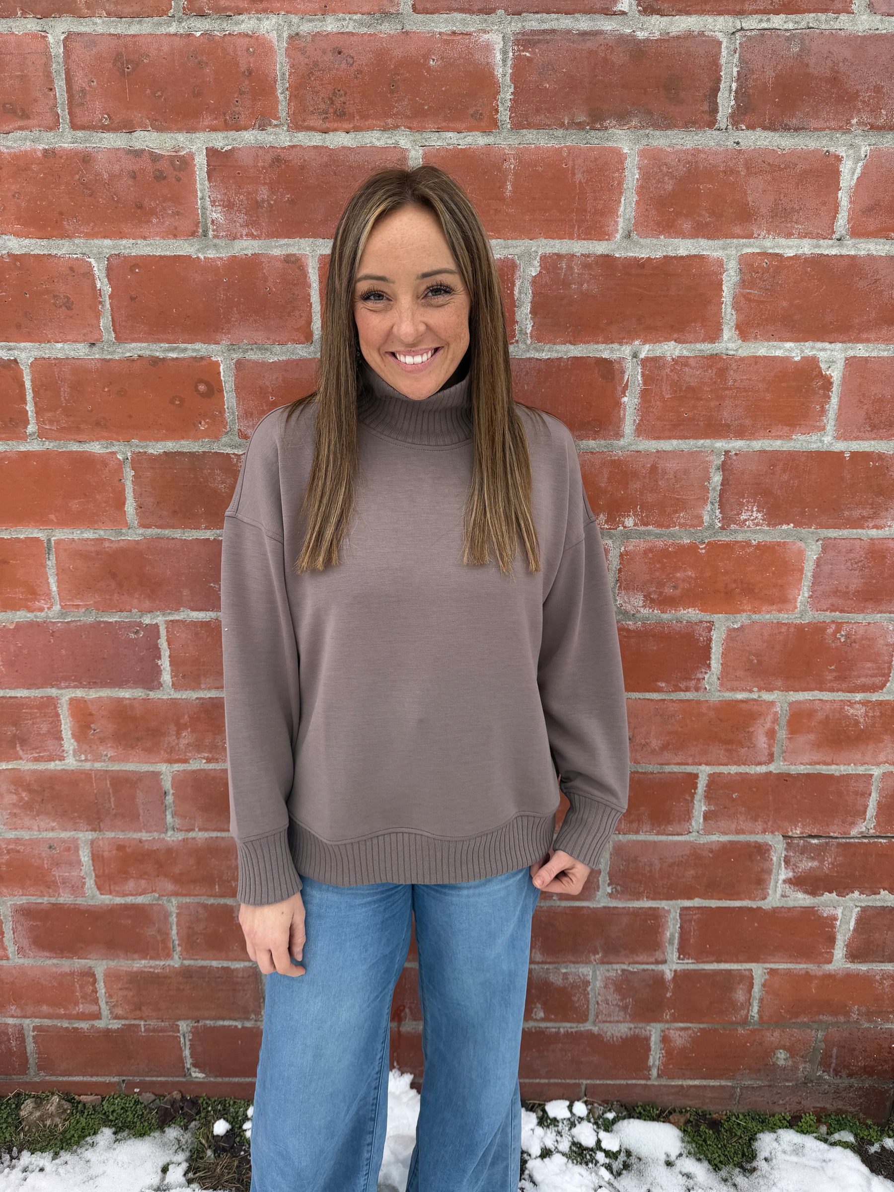 Mock Modal Pullover - Mocha