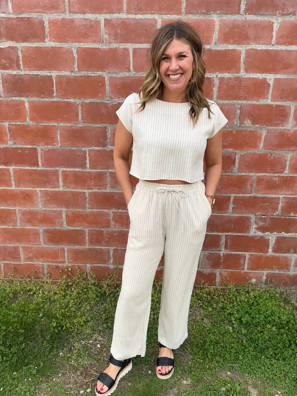Pinstripe Linen Top