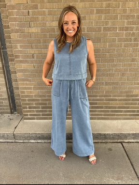 Caught Your Eye Denim Tank