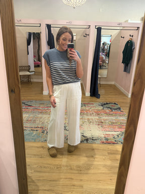 Cloudy Knit Blue Stripe Top