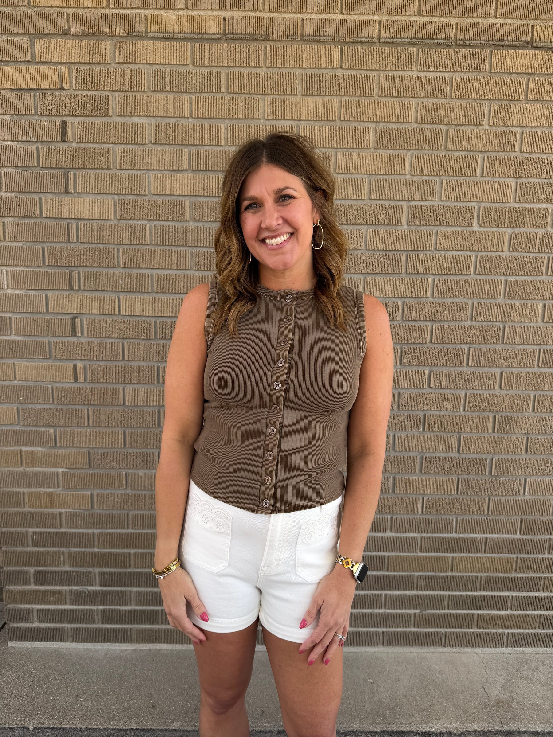 Chocolate Brown Button Up Tank