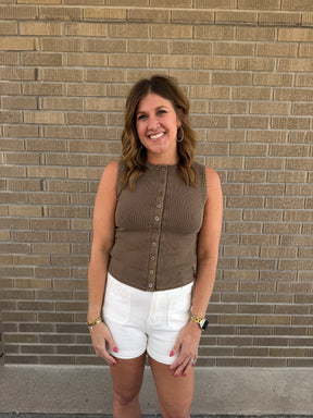 Chocolate Brown Button Up Tank