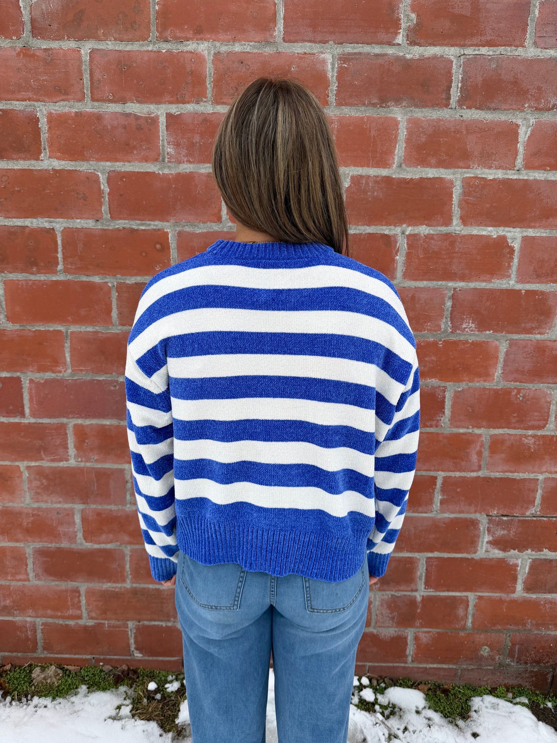 Silky Soft Stripe Sweater - Blue