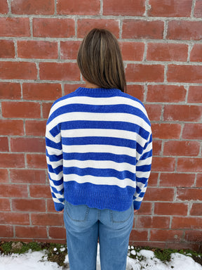 Silky Soft Stripe Sweater - Blue