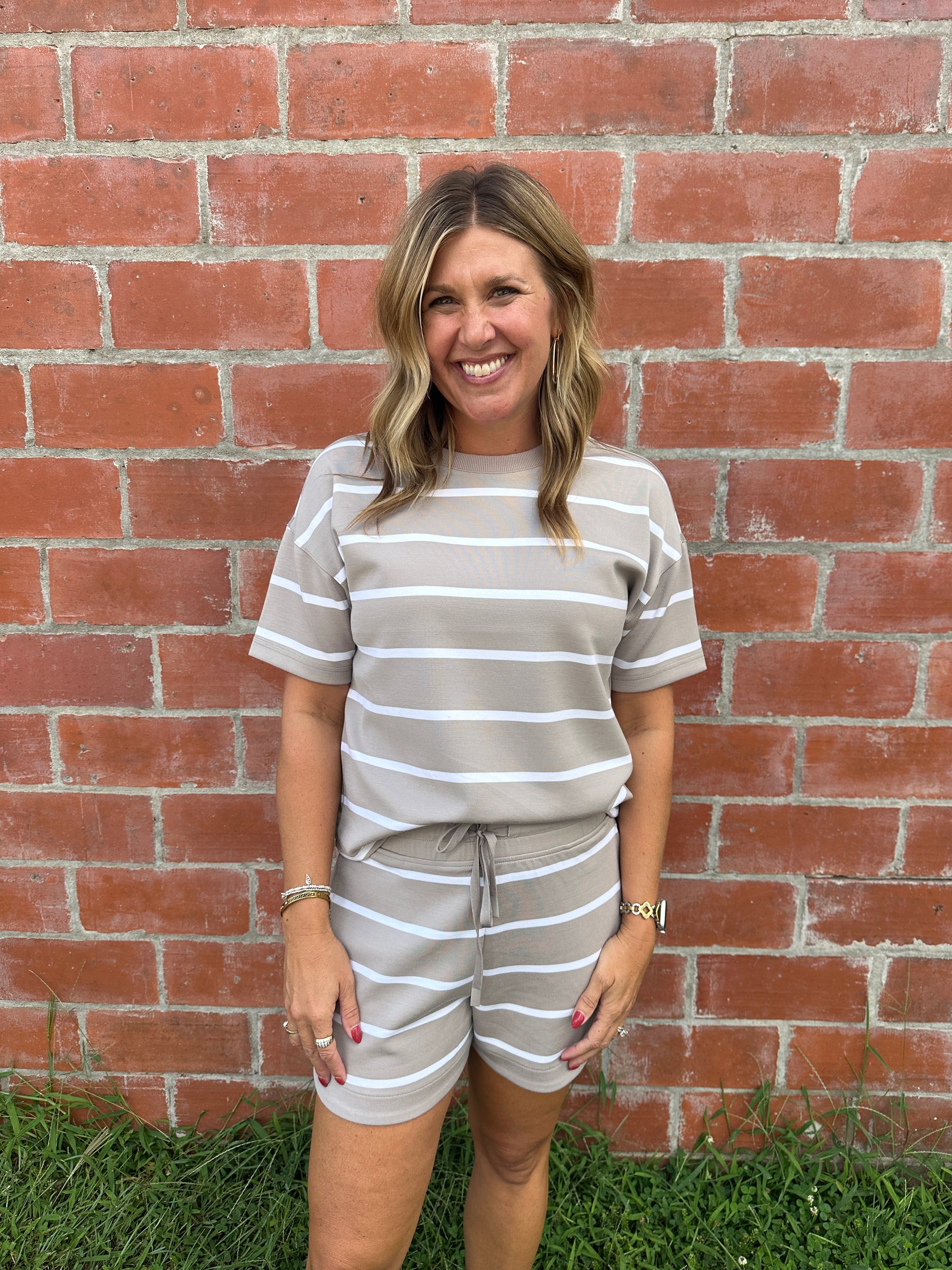 Rosie Shorts - Mushroom Stripe