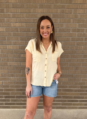 Butter Yellow Button Up
