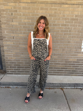 Leopard Barrel Overalls