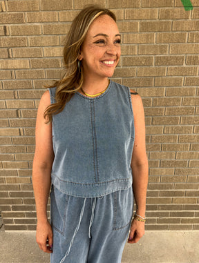 Caught Your Eye Denim Tank