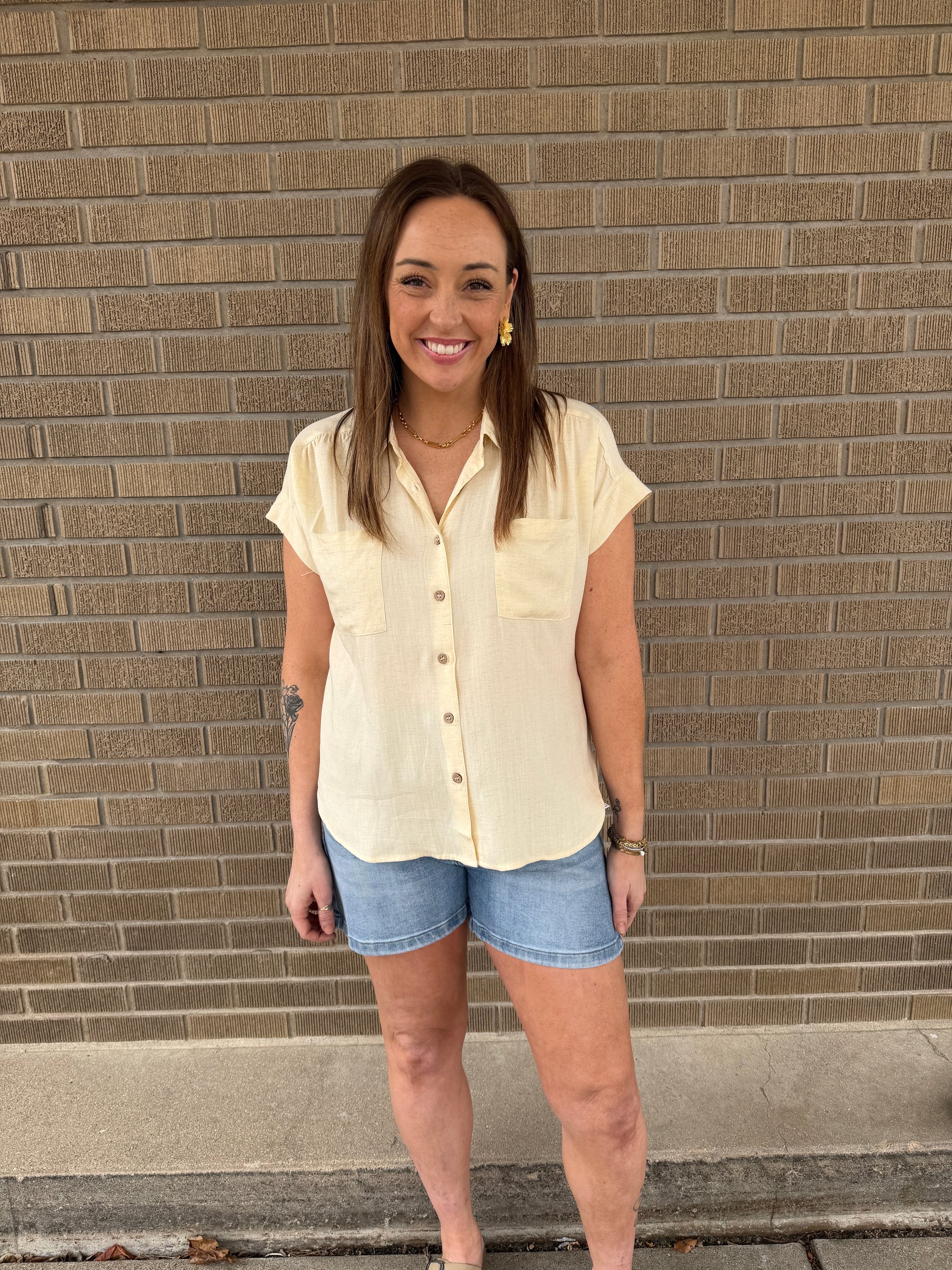 Butter Yellow Button Up