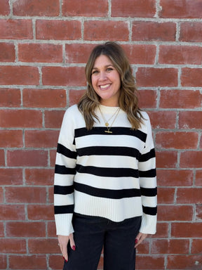 Soft Stripe Sweater - White & Black