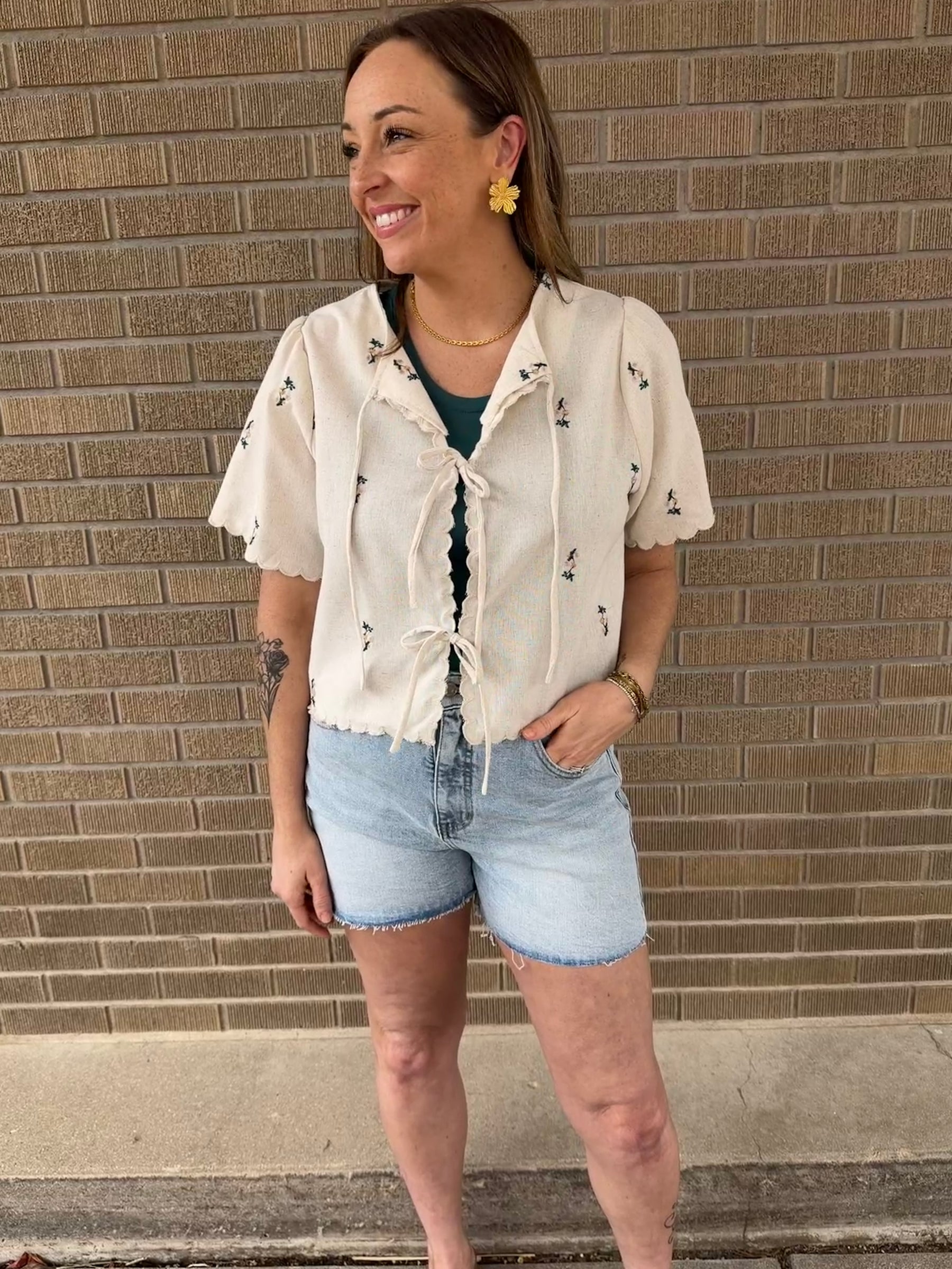 Boho Floral Tie Front Top