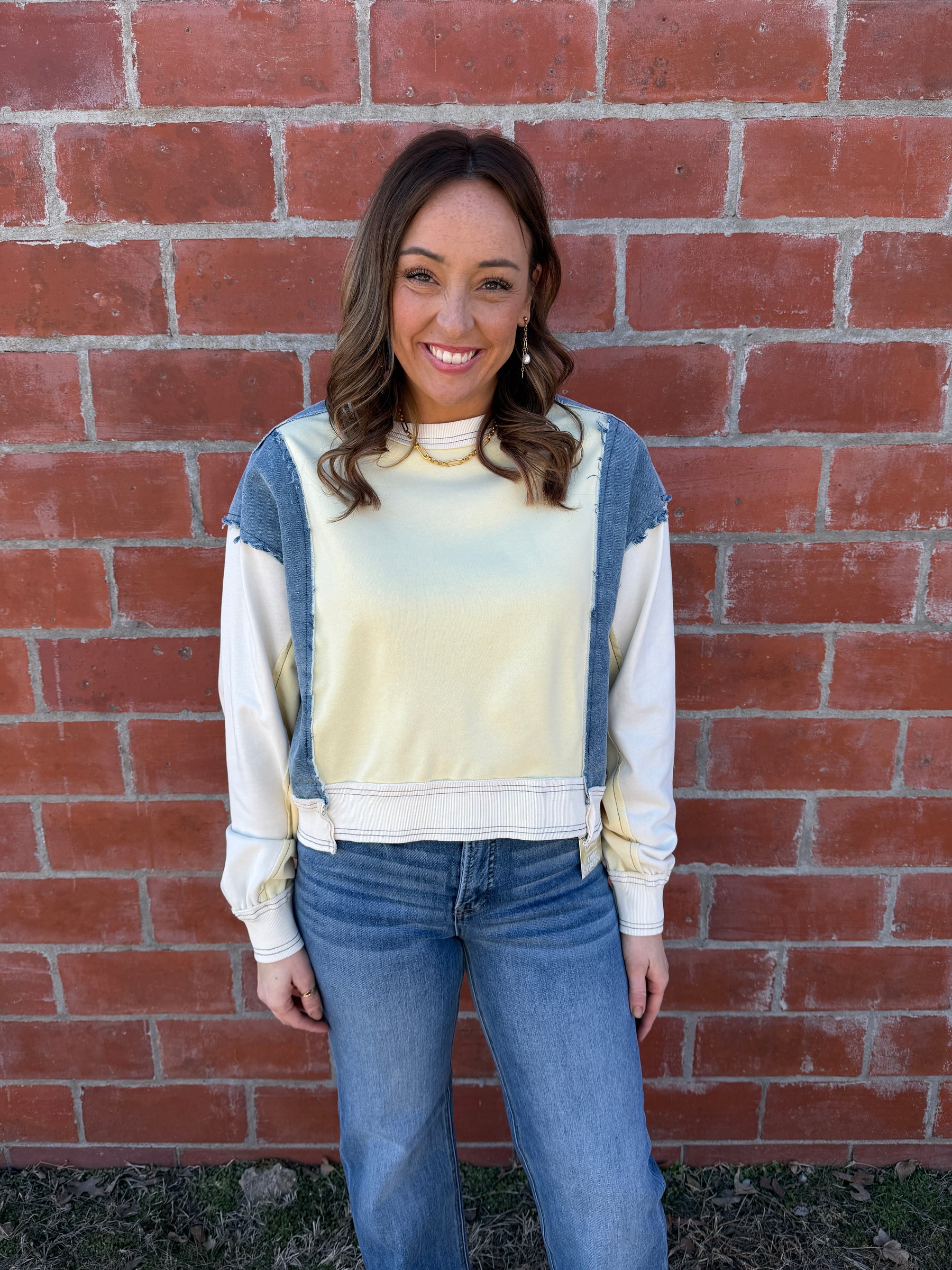 Lemon Cream & Blue Dreams Top