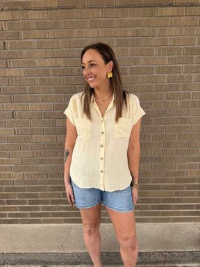 Butter Yellow Button Up