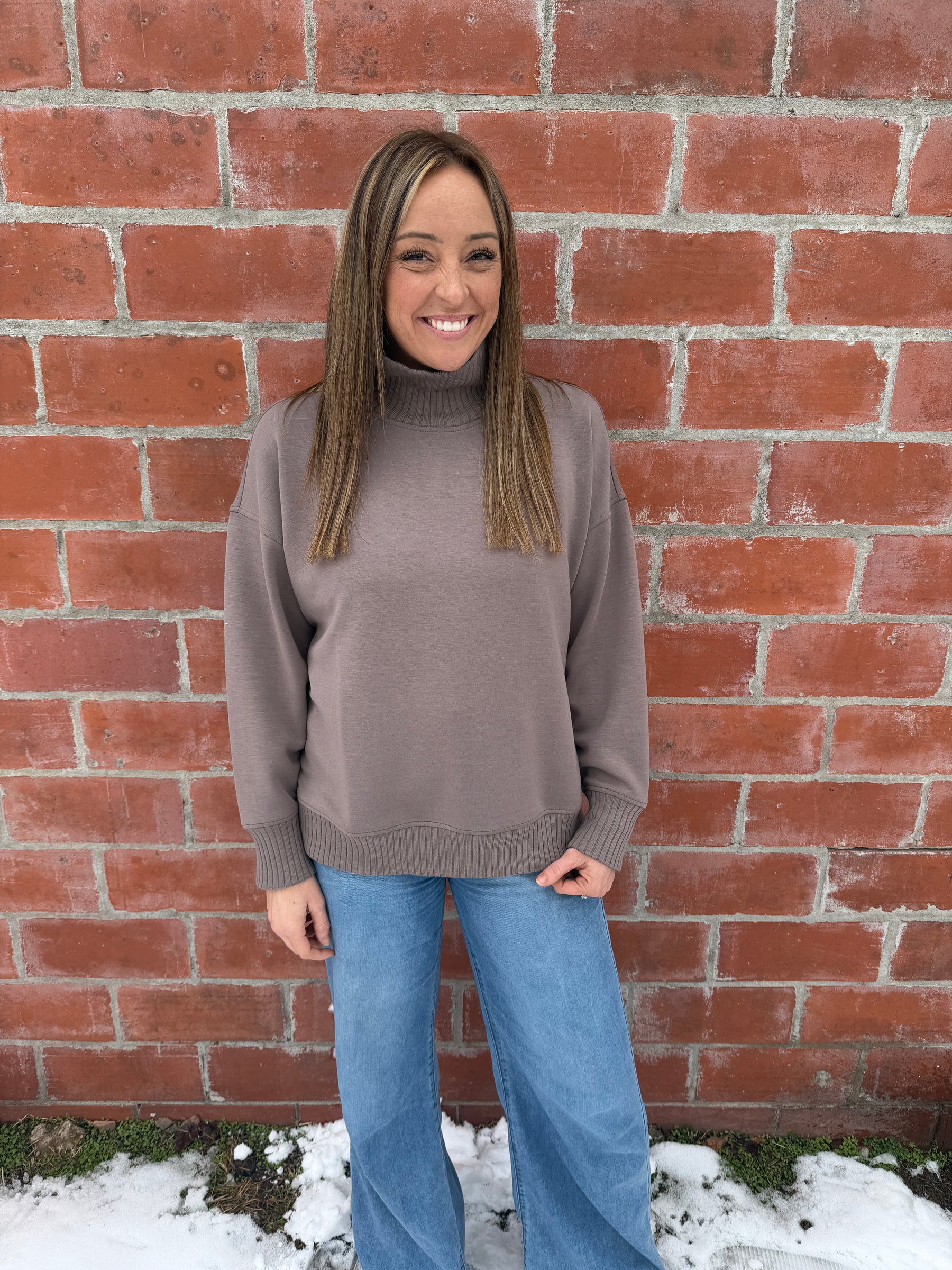 Mock Modal Pullover - Mocha