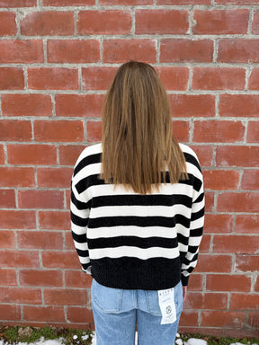Silky Soft Stripe Sweater - Black
