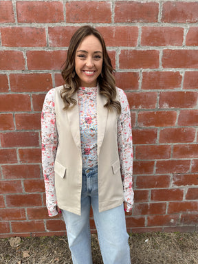 Trendy Taupe Vest Blazer