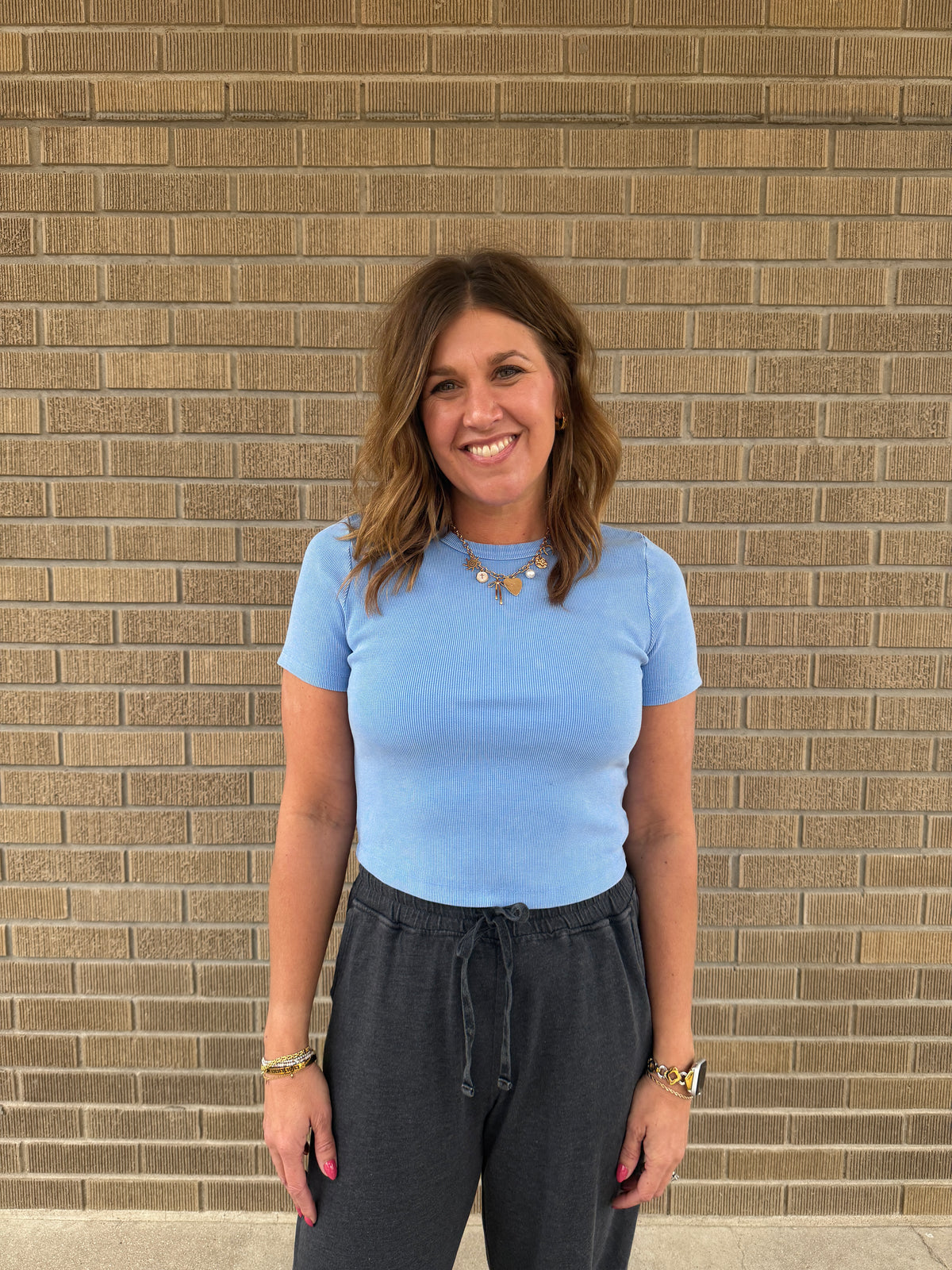 Lil Ribbed Tee - Blue