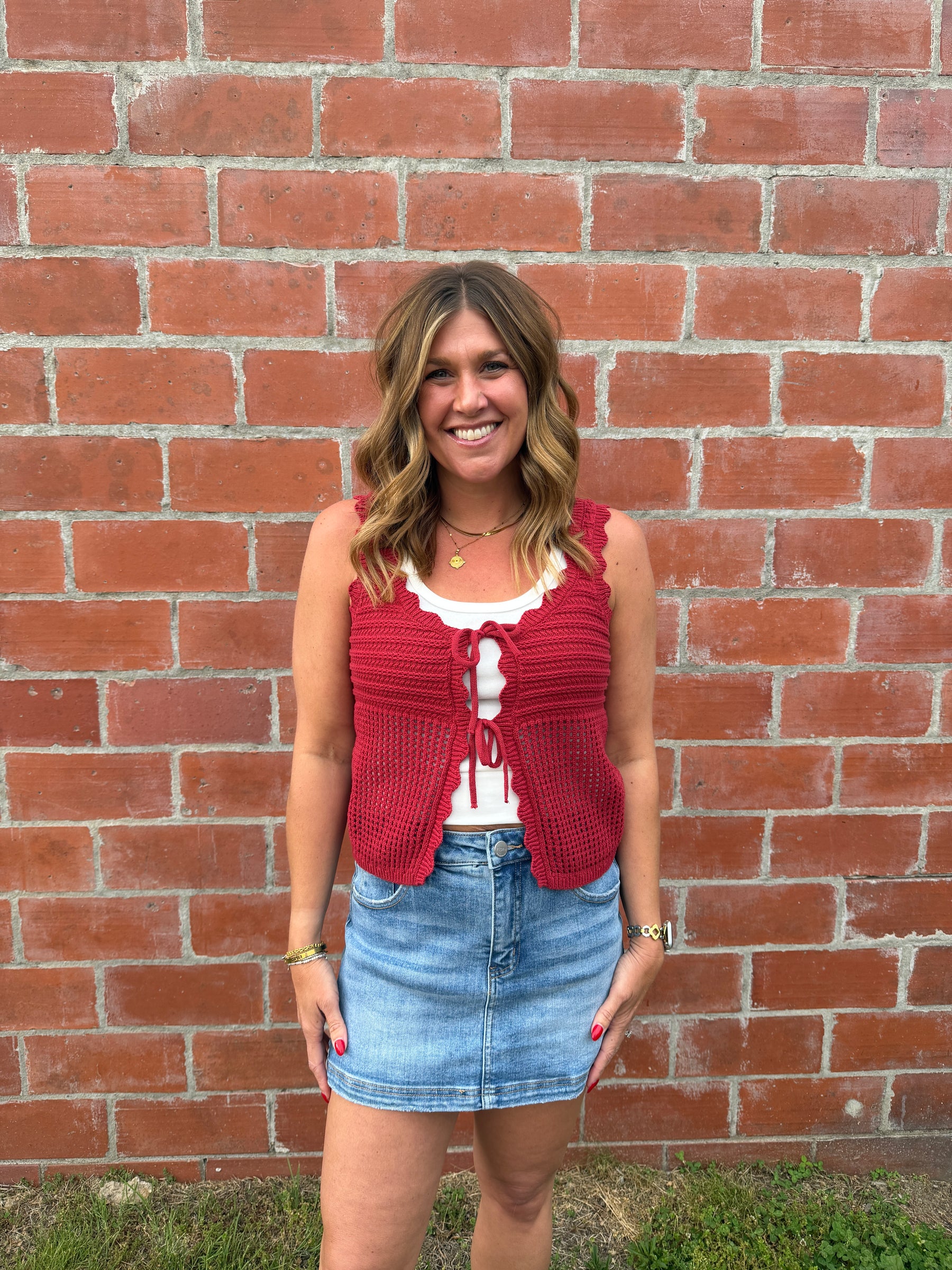 Dark Red Crochet Tank