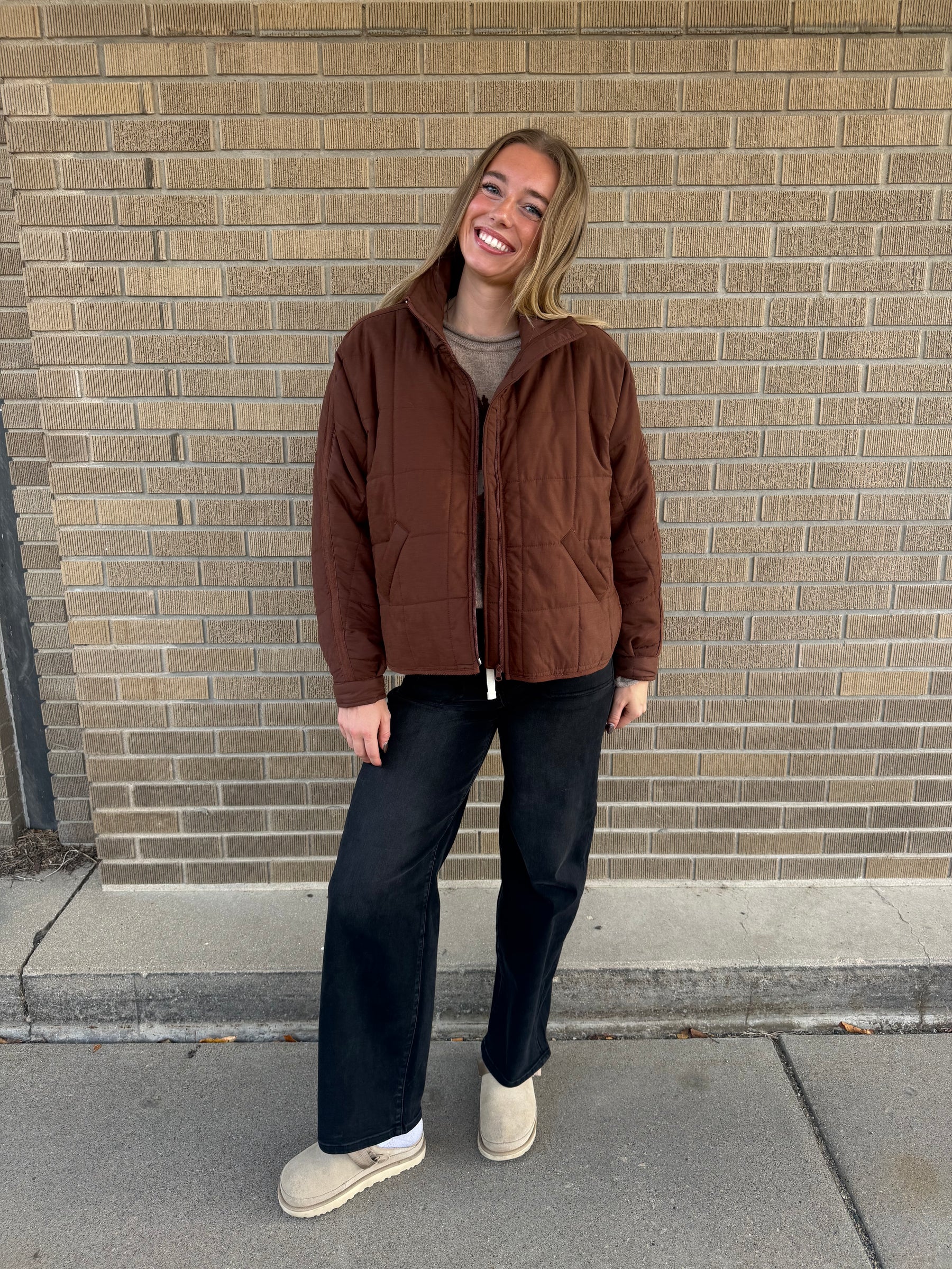 Fireside Quilted Jacket - Chocolate