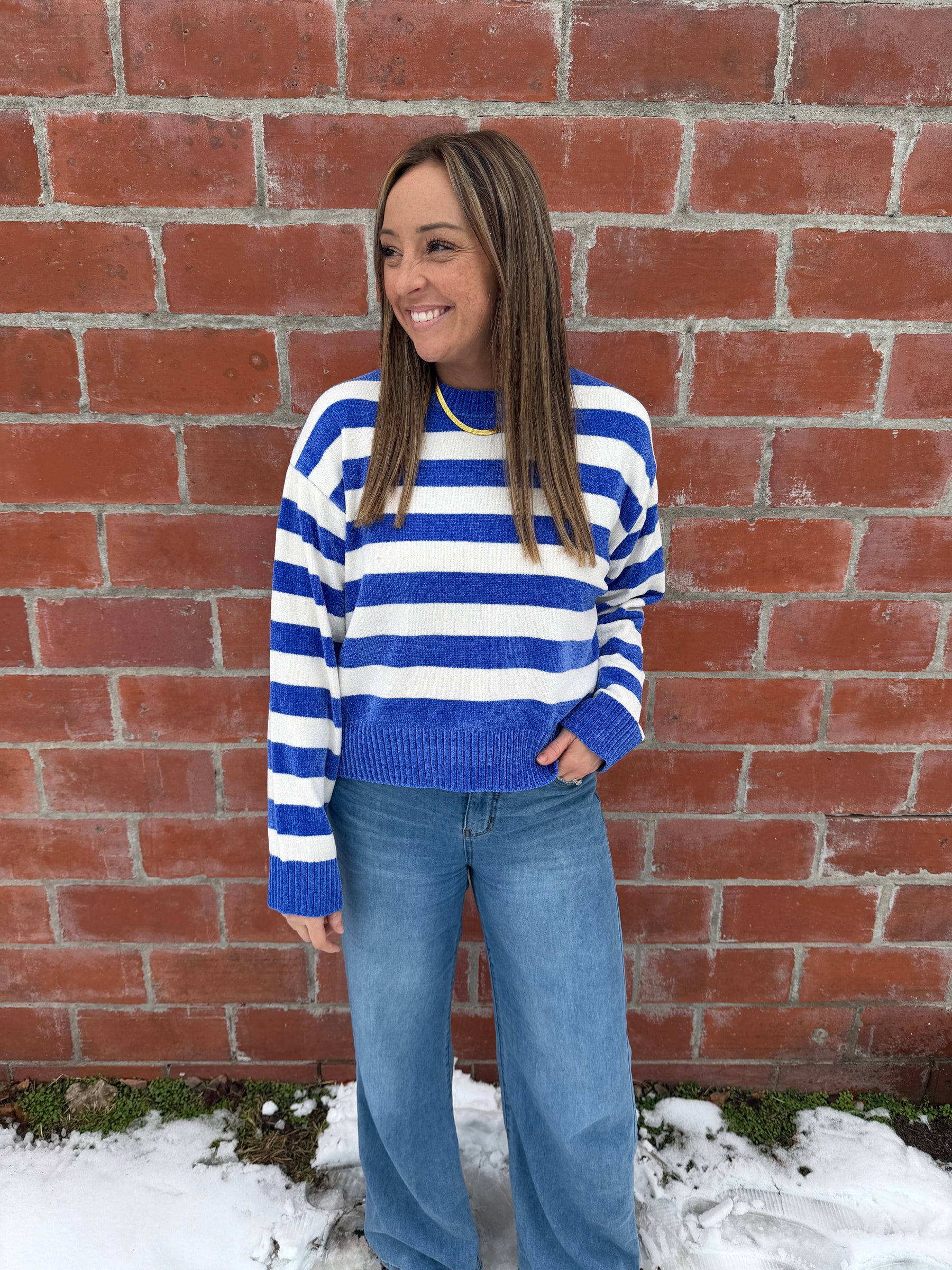 Silky Soft Stripe Sweater - Blue