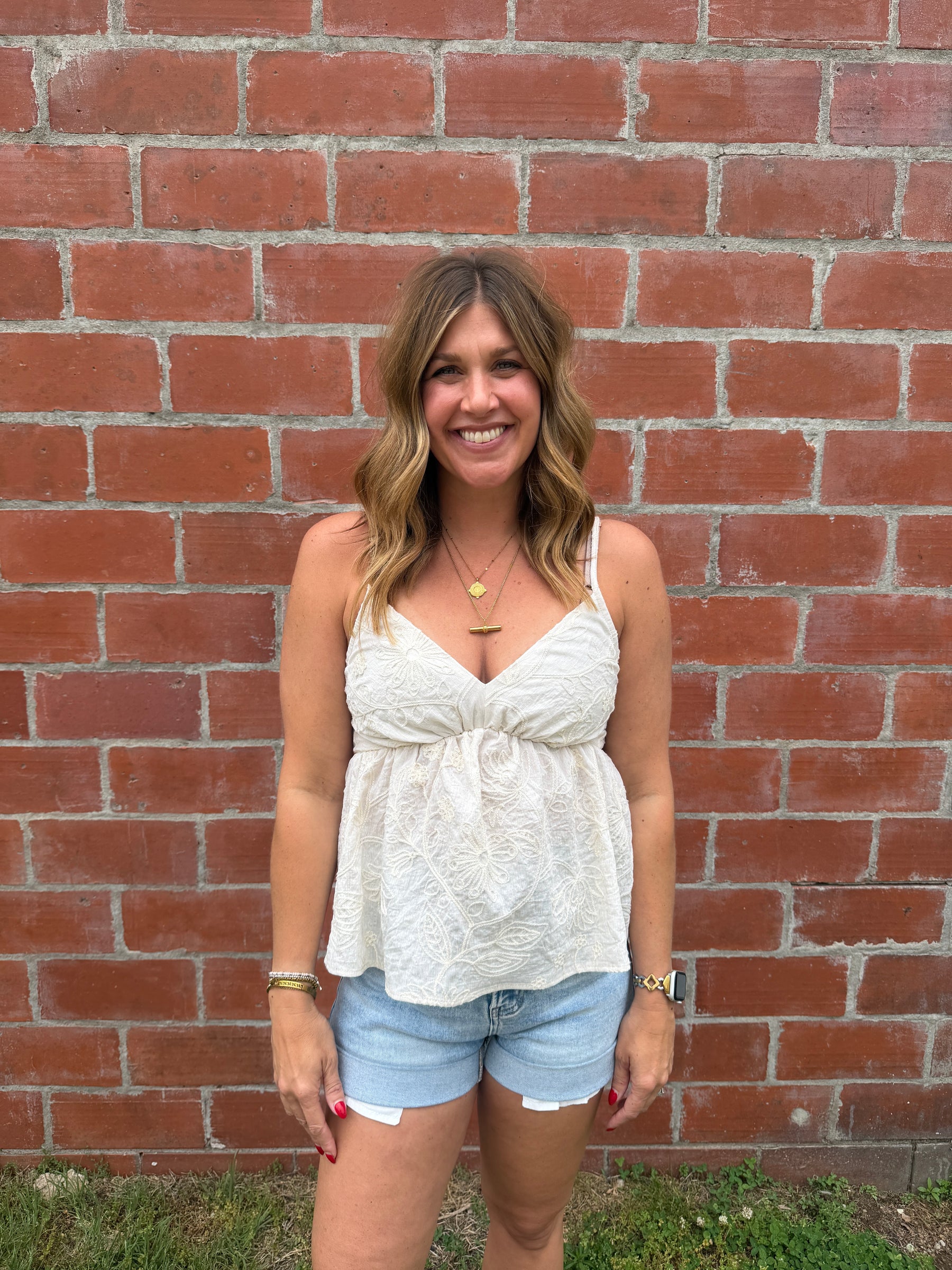 Embroidered Floral Tank